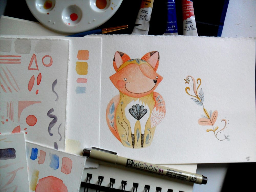 watercolor fox - image 2 - student project