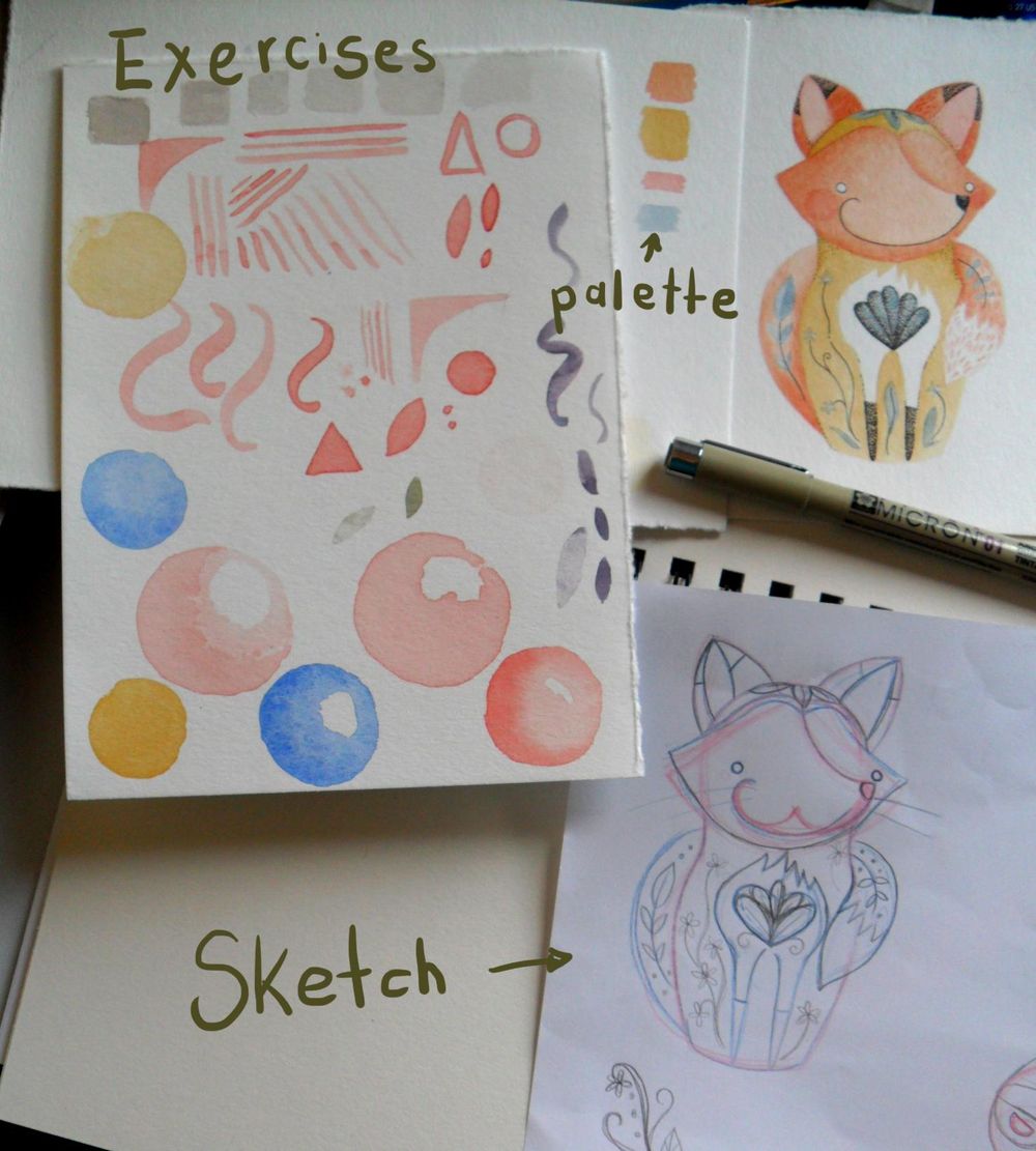 watercolor fox - image 3 - student project