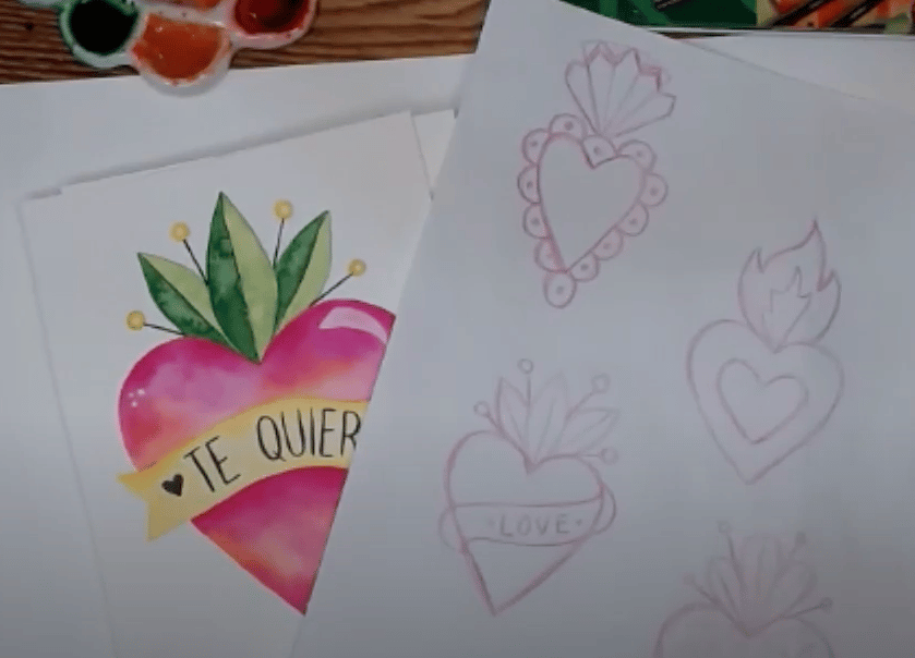 Corazones Mexicanos, del dibujo a la acuarela. - image 1 - student project