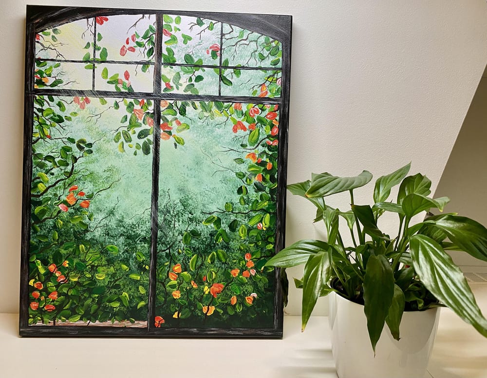 Window painting with greenery - image 1 - student project