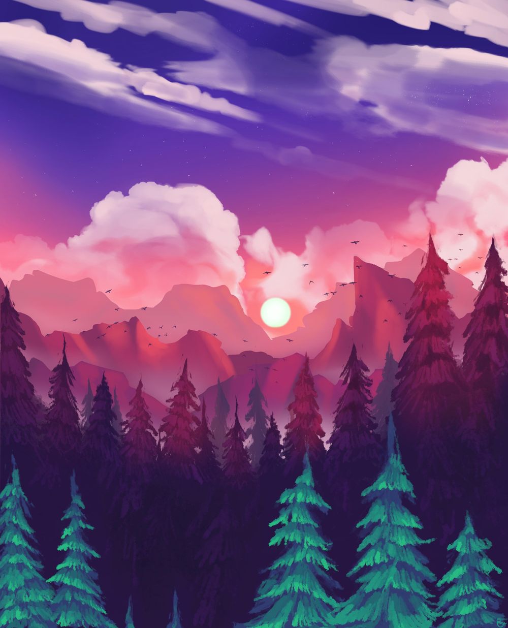 Mountain Forest at Sunrise - image 1 - student project