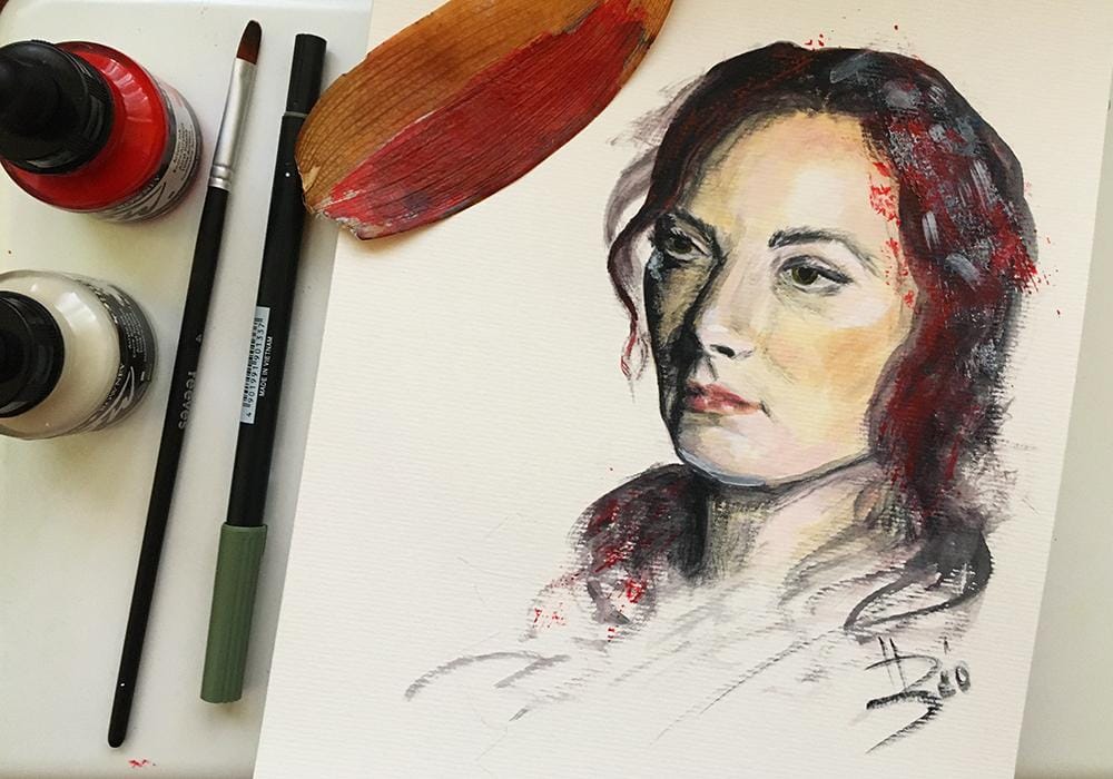 Expressive Mixed Media Portrait - image 1 - student project