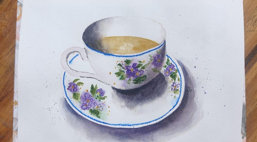 Watercolor Sketching Teacup - image 1 - student project