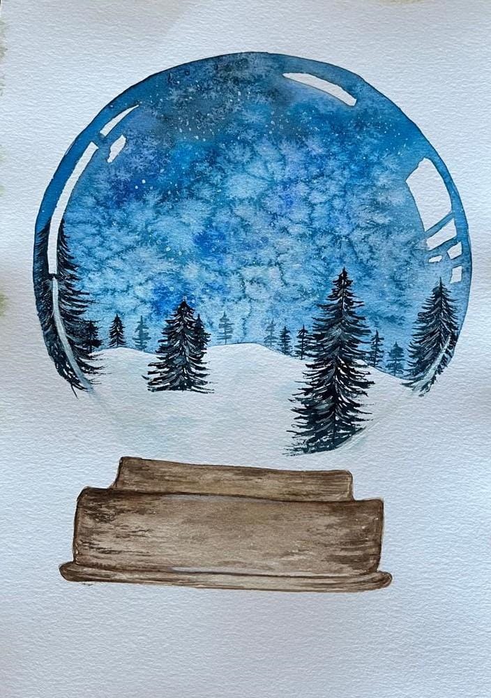 Easy Watercolor Snow Globe - image 1 - student project