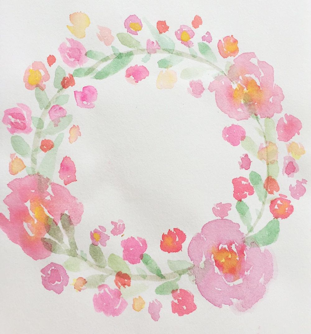 Watercolor Roses on a wreath - image 2 - student project