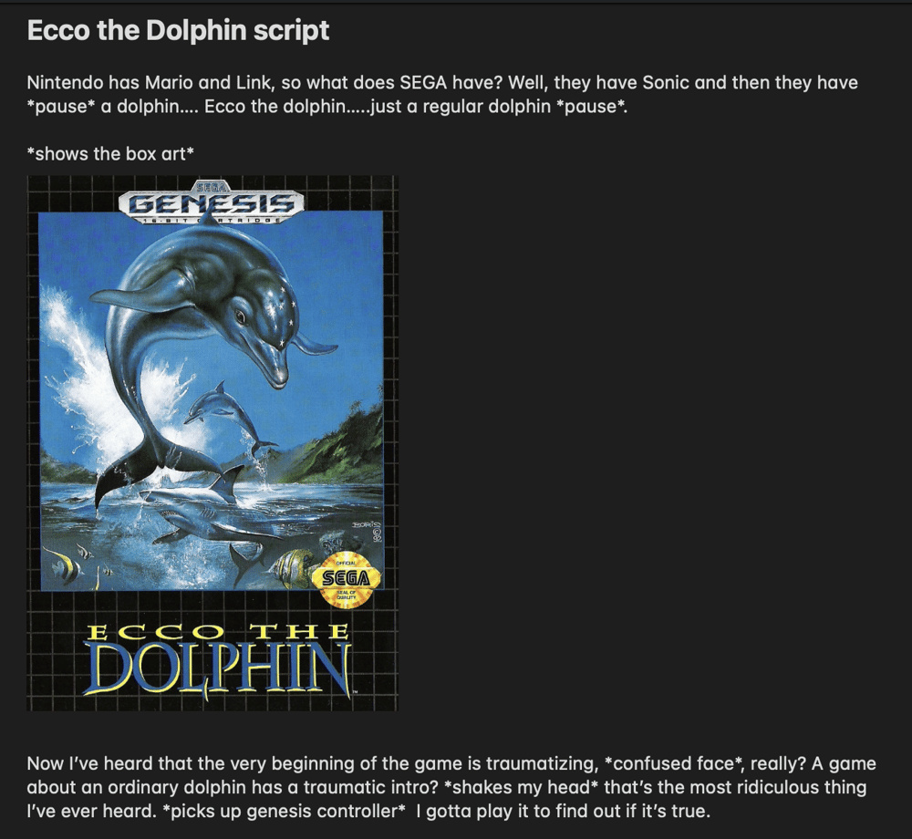 Ecco the Dolphin Script - image 1 - student project