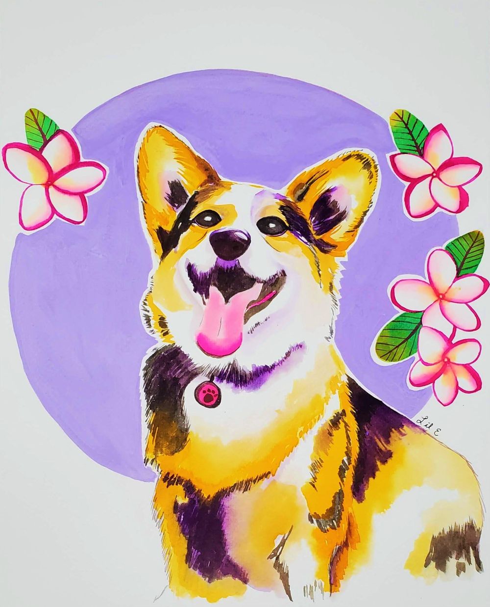 Corgi and Plumeria - image 1 - student project