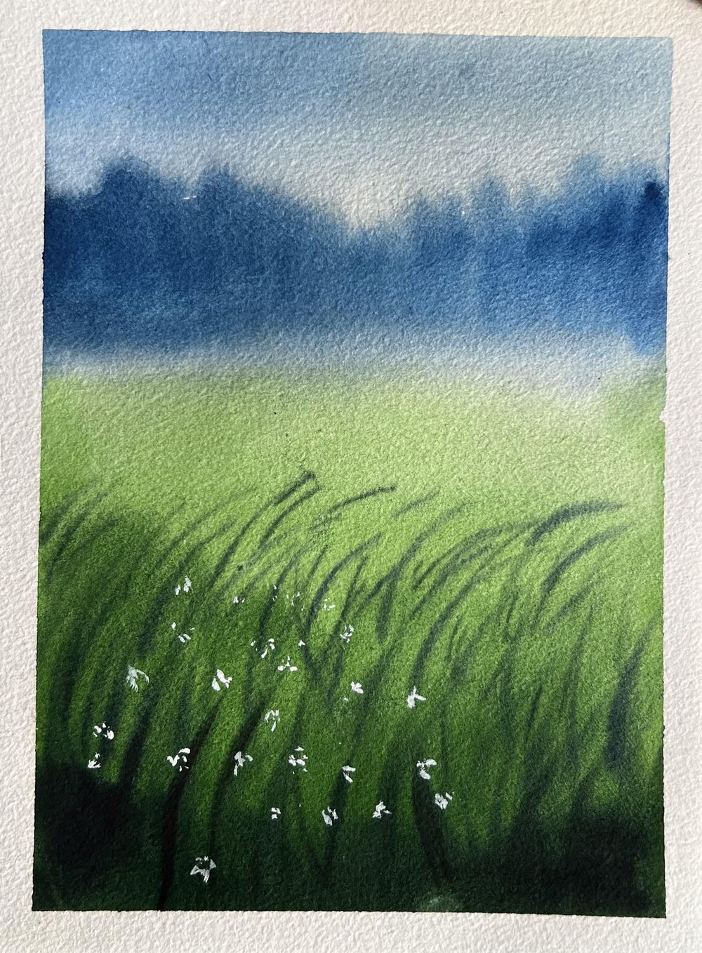 Moody watercolor landscape - image 2 - student project