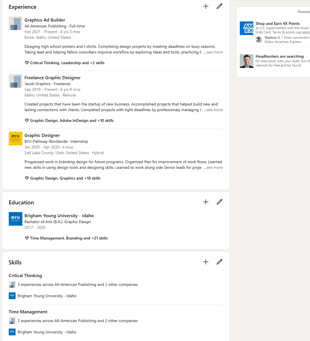 Jacob Halls LinkedIn Profile - image 3 - student project