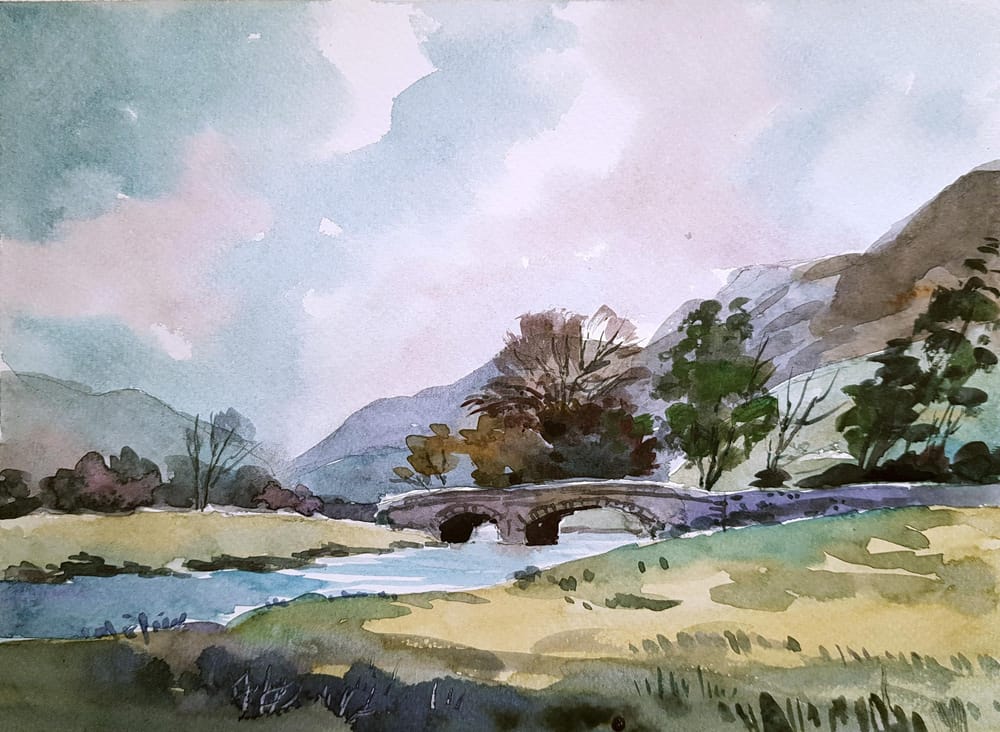 Watercolor landscape after James Fletcher Watson - image 1 - student project