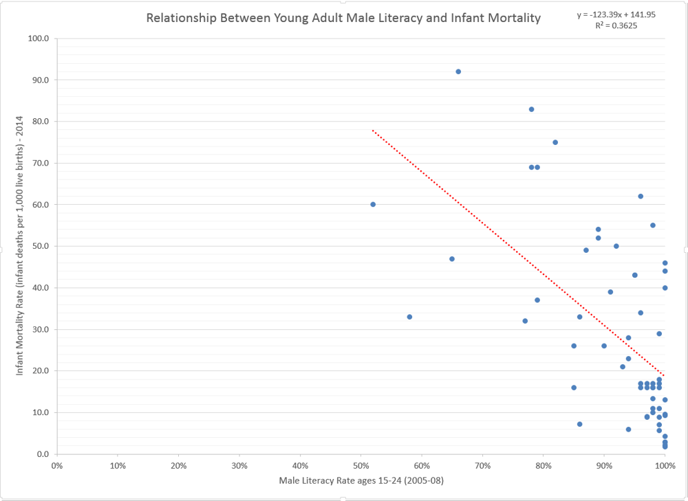 Young Adult Literacy Rates and Infant Mortality Rate - image 3 - student project