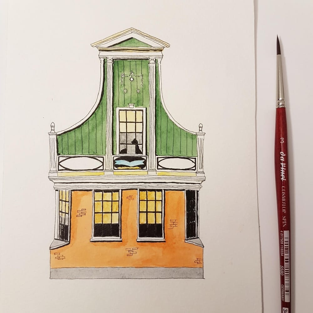 Urban Sketching for Beginners: Watercolour Sketch in 3 Steps : Dutch house - image 4 - student project