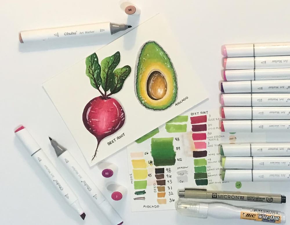 Avocado & Beet Root Ohuhu Markers - image 1 - student project