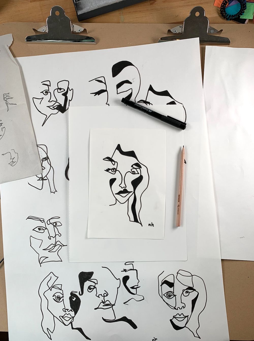 Graphic contour self portraits - image 2 - student project
