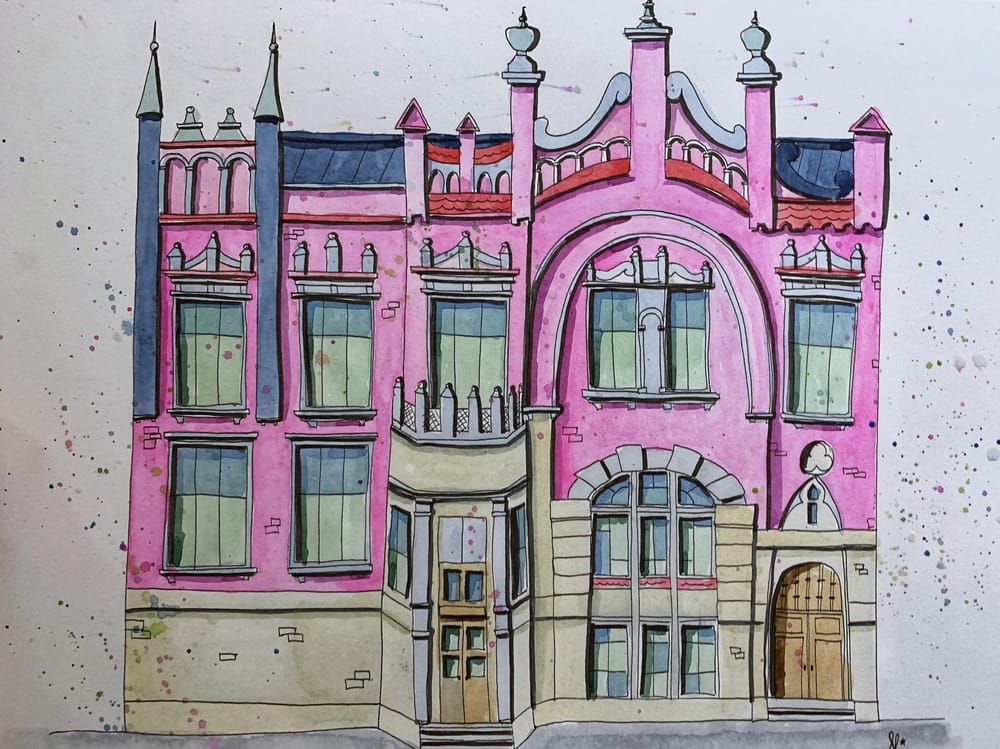 Urban Sketching of an original building in Poland - image 3 - student project