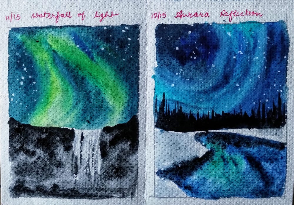 15 days Northern lights painting with swathi - image 4 - student project