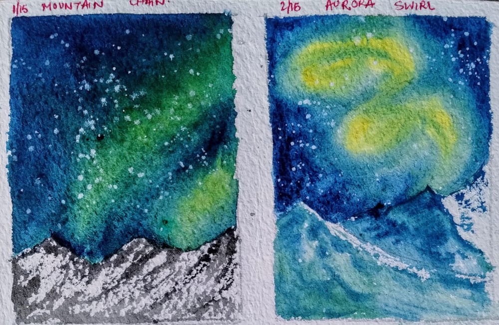 15 days Northern lights painting with swathi - image 8 - student project