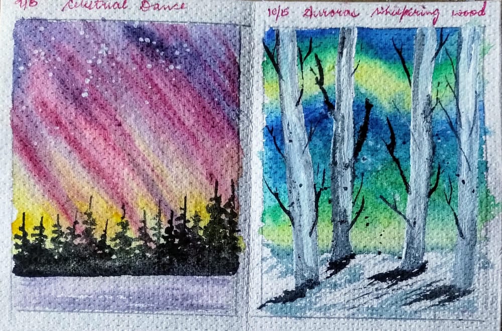 15 days Northern lights painting with swathi - image 3 - student project