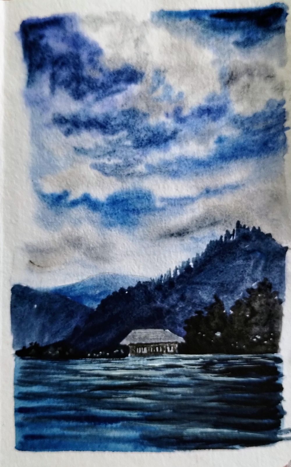 Watercolor mountain Lake with Maria - image 2 - student project