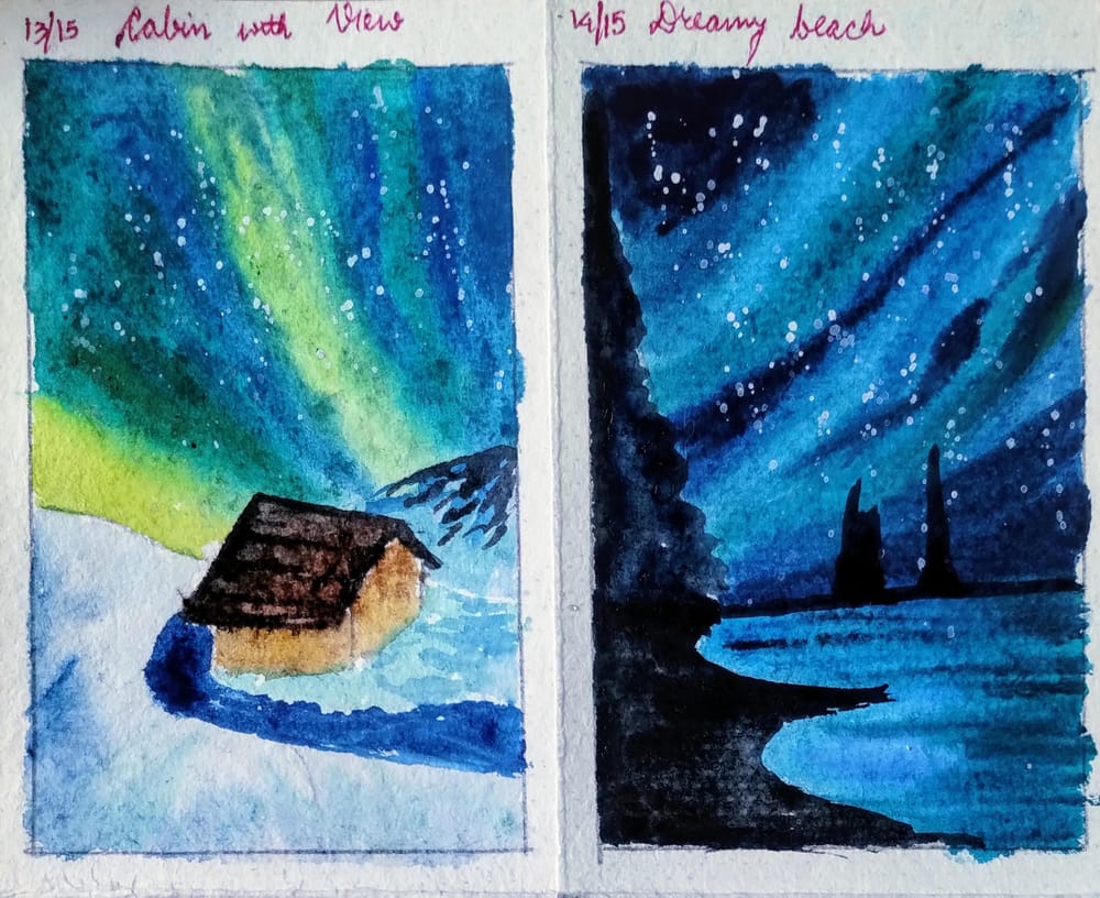 15 days Northern lights painting with swathi - image 1 - student project
