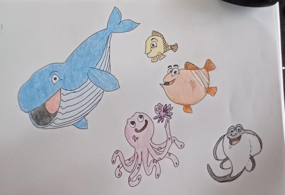Drawing of marine animals - image 2 - student project