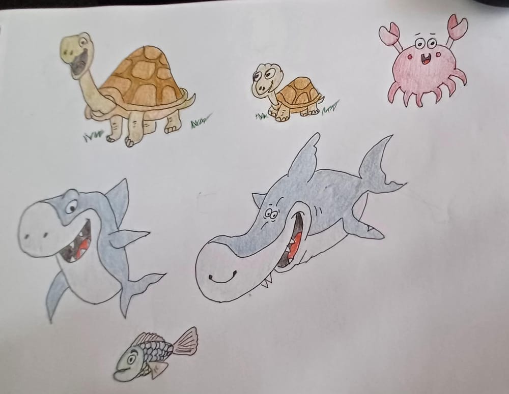 Drawing of marine animals - image 1 - student project