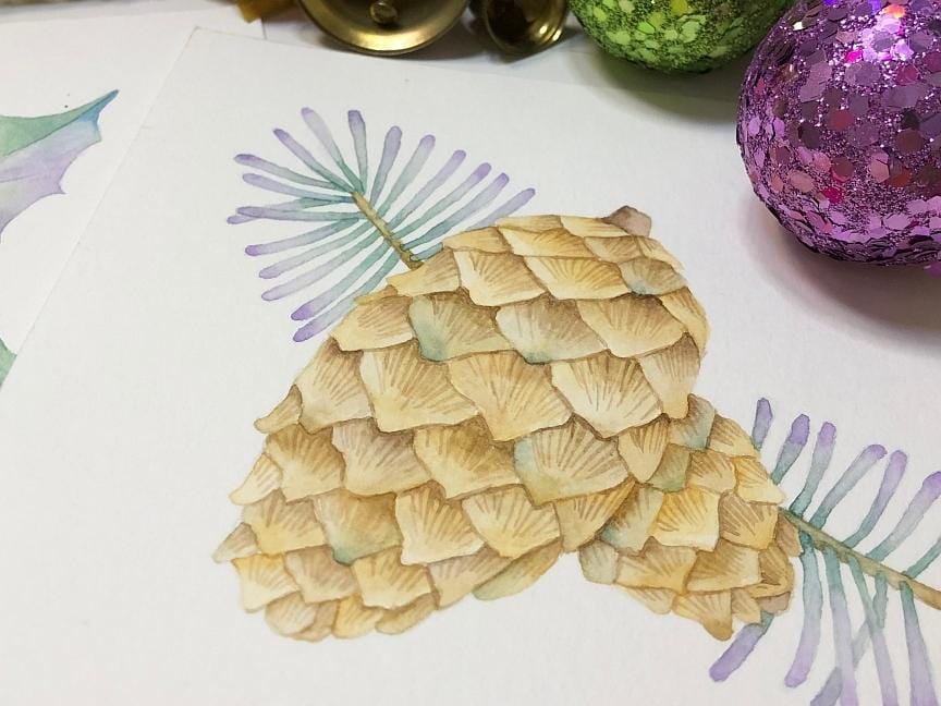 Dreamy & delicate watercolor Christmas plant elements - image 3 - student project