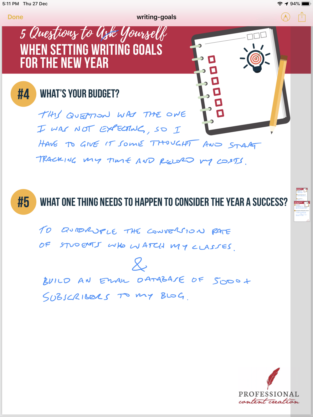 Initial Goal Setting - image 2 - student project