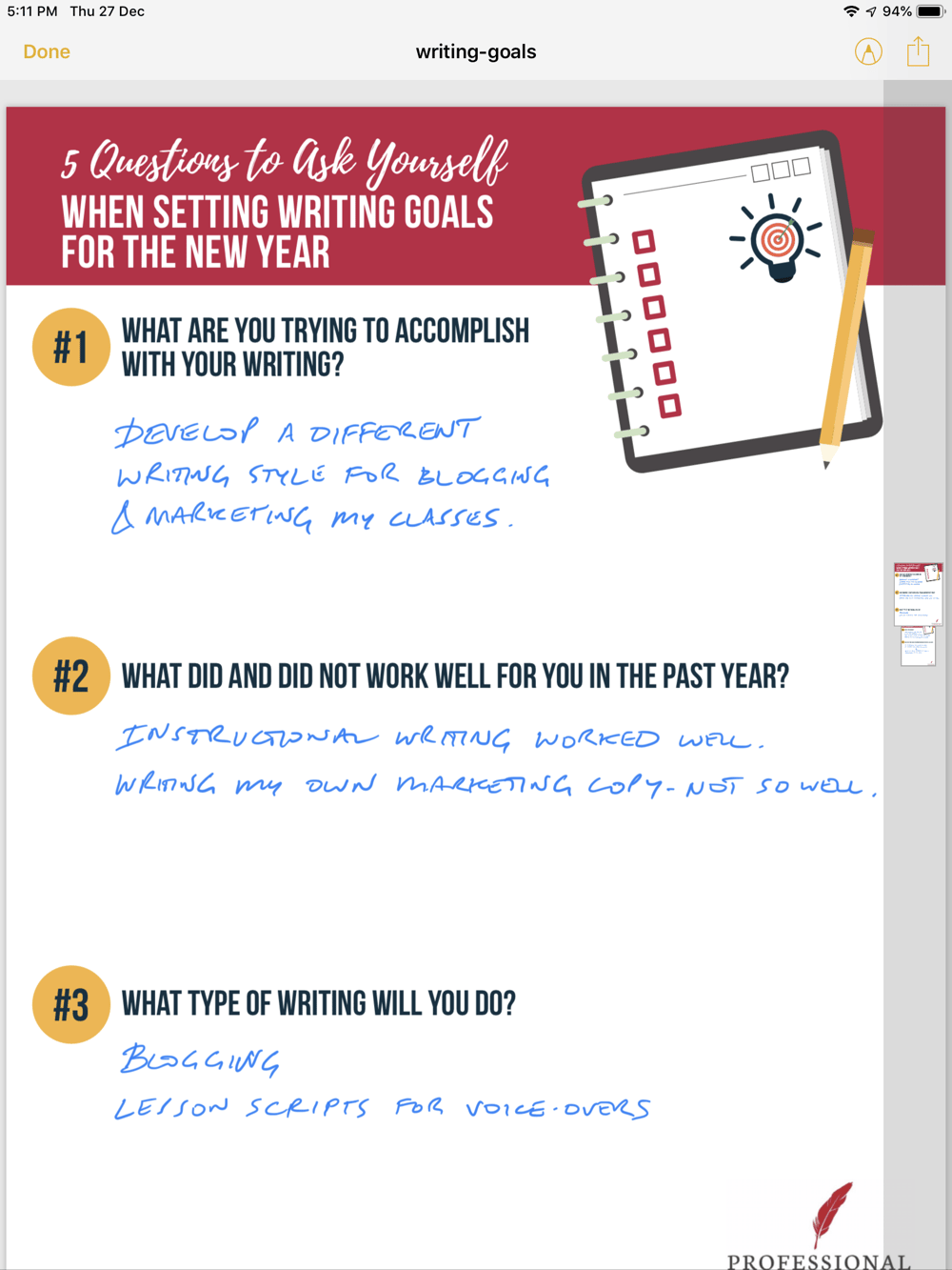 Initial Goal Setting - image 1 - student project
