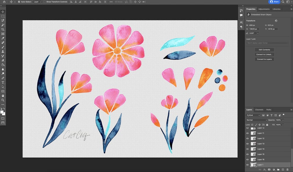 Watercolor Florals - Seamless Pattern in Photoshop - image 4 - student project