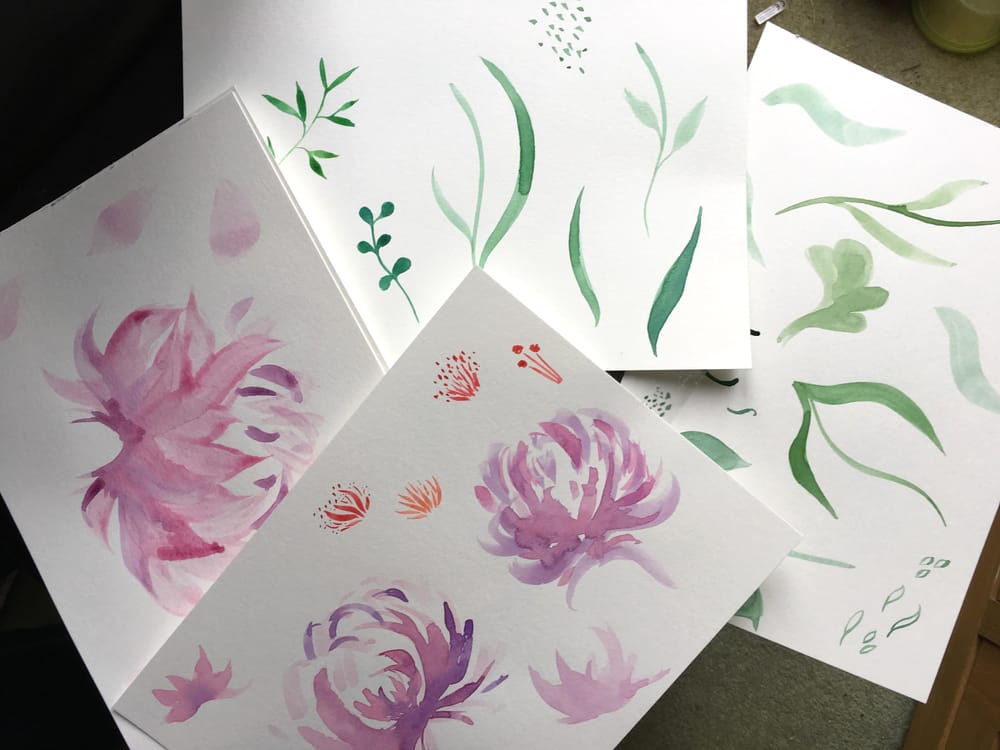 Watercolour Peonies - image 2 - student project