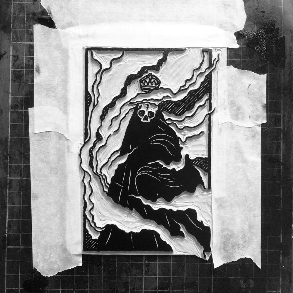 "Sovereign" linocut - image 6 - student project