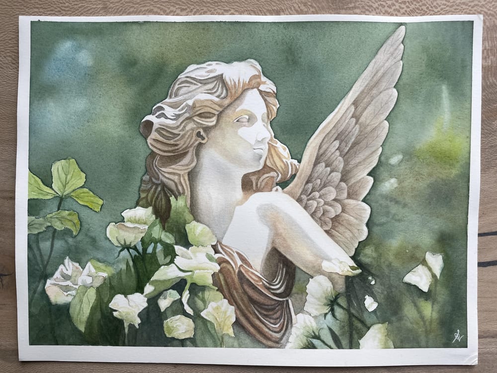 Angel statue in garden - image 1 - student project
