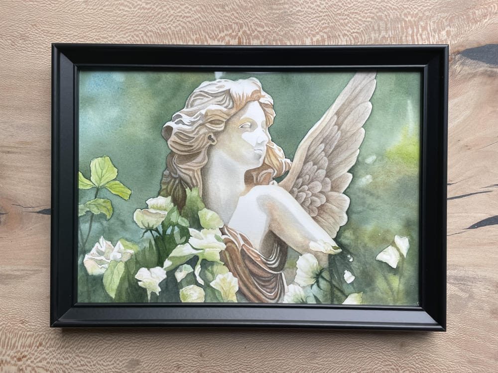 Angel statue in garden - image 2 - student project