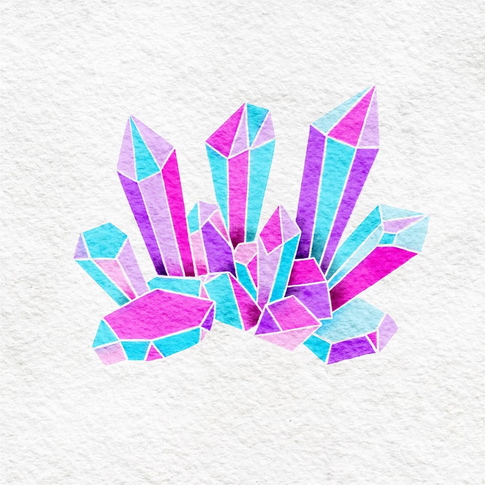Digital Watercolor Crystal Cluster - image 1 - student project