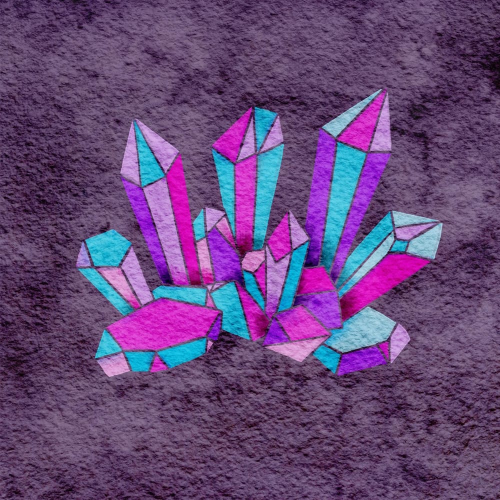 Digital Watercolor Crystal Cluster - image 2 - student project