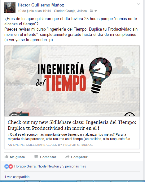 The Engineering of Time: How to Double you Productivity without losing your Life (Course in Spanish) - image 2 - student project