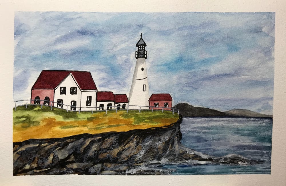 Maine Lighthouse Watercolor - image 1 - student project