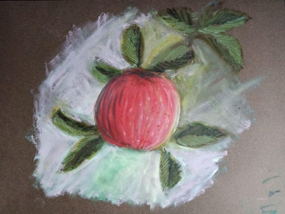 Oil pastel apple - image 1 - student project
