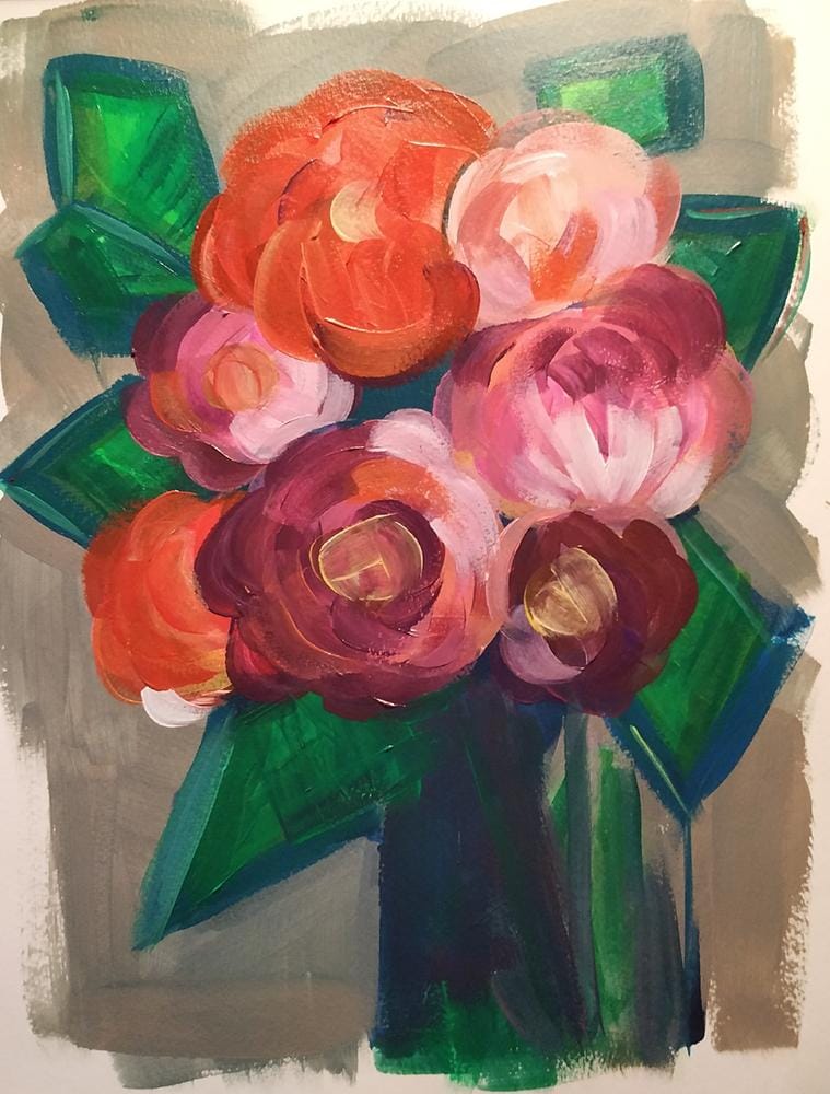 Flowers with acrylic paint - image 1 - student project