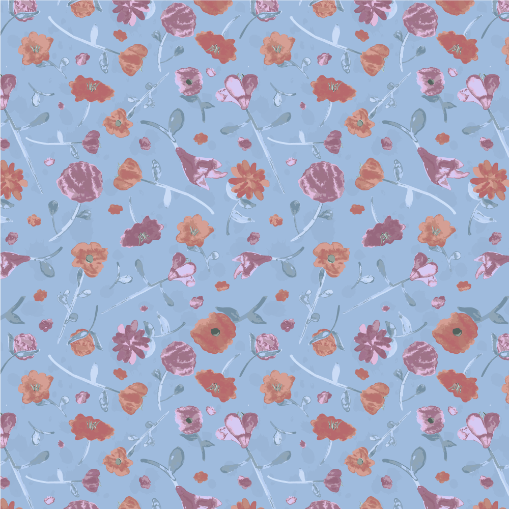 Watercolour florals repeat pattern - image 6 - student project