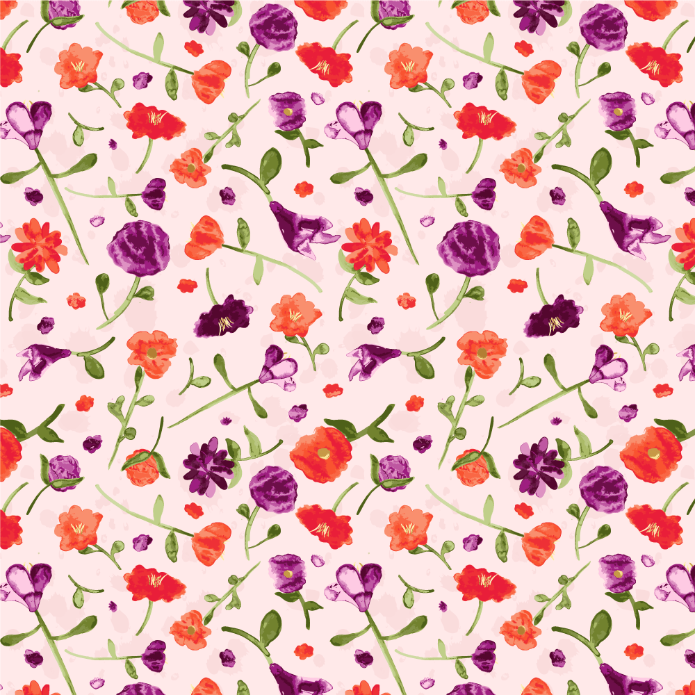 Watercolour florals repeat pattern - image 5 - student project