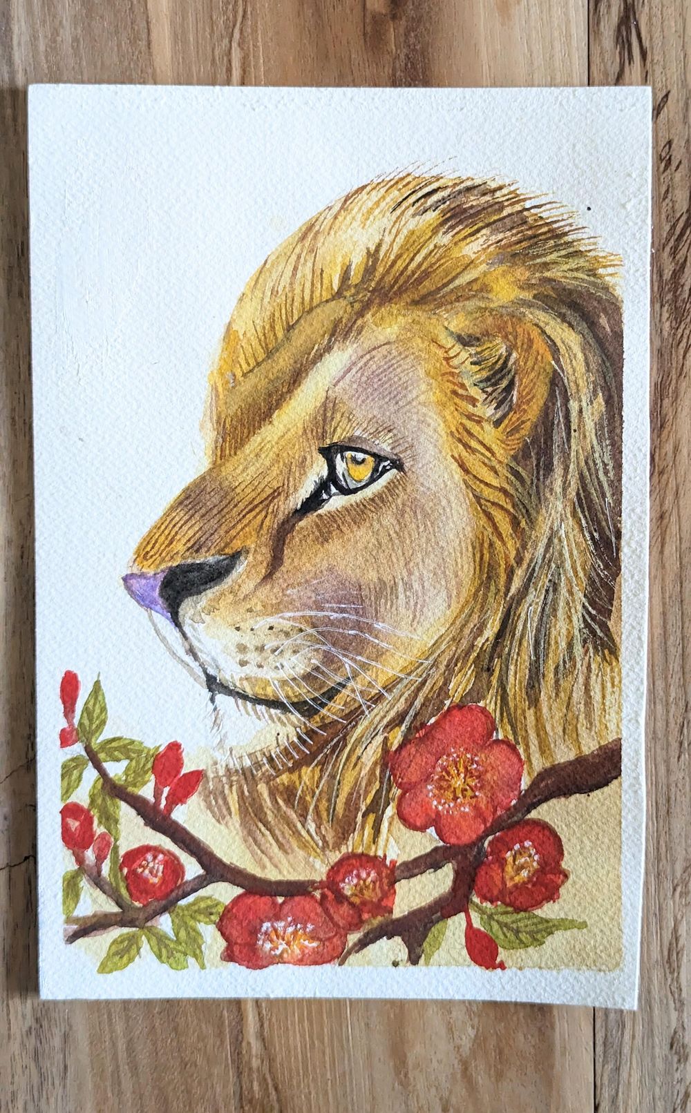 Realistic Illustration Made Easy: Watercolor Lion Portrait With Floral Art - image 1 - student project
