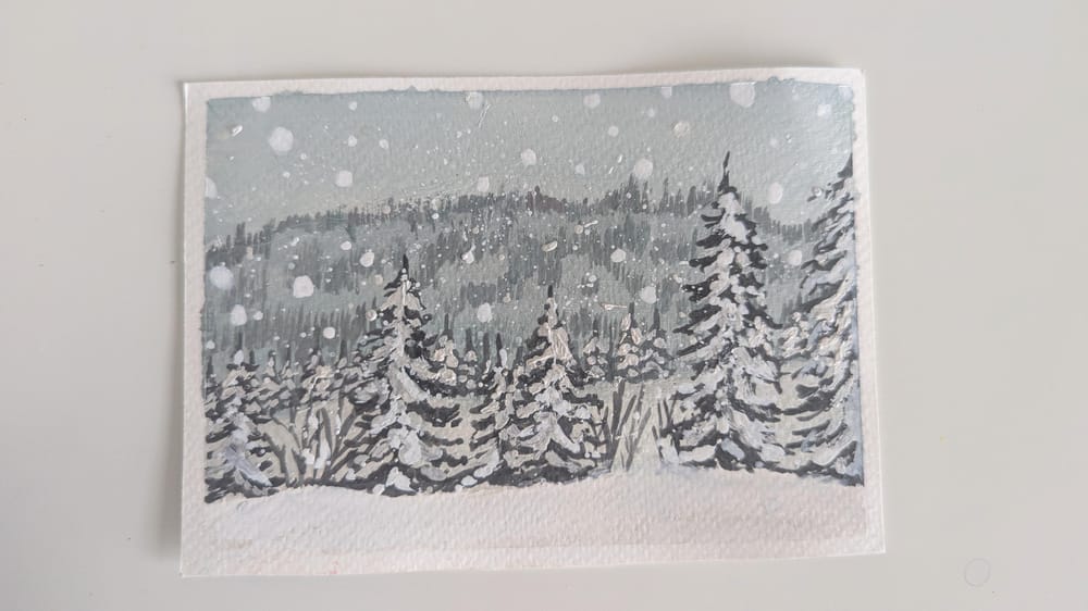 The Art of Winter: Paint 7 Stunning Landscape Postcards in Gouache - image 1 - student project
