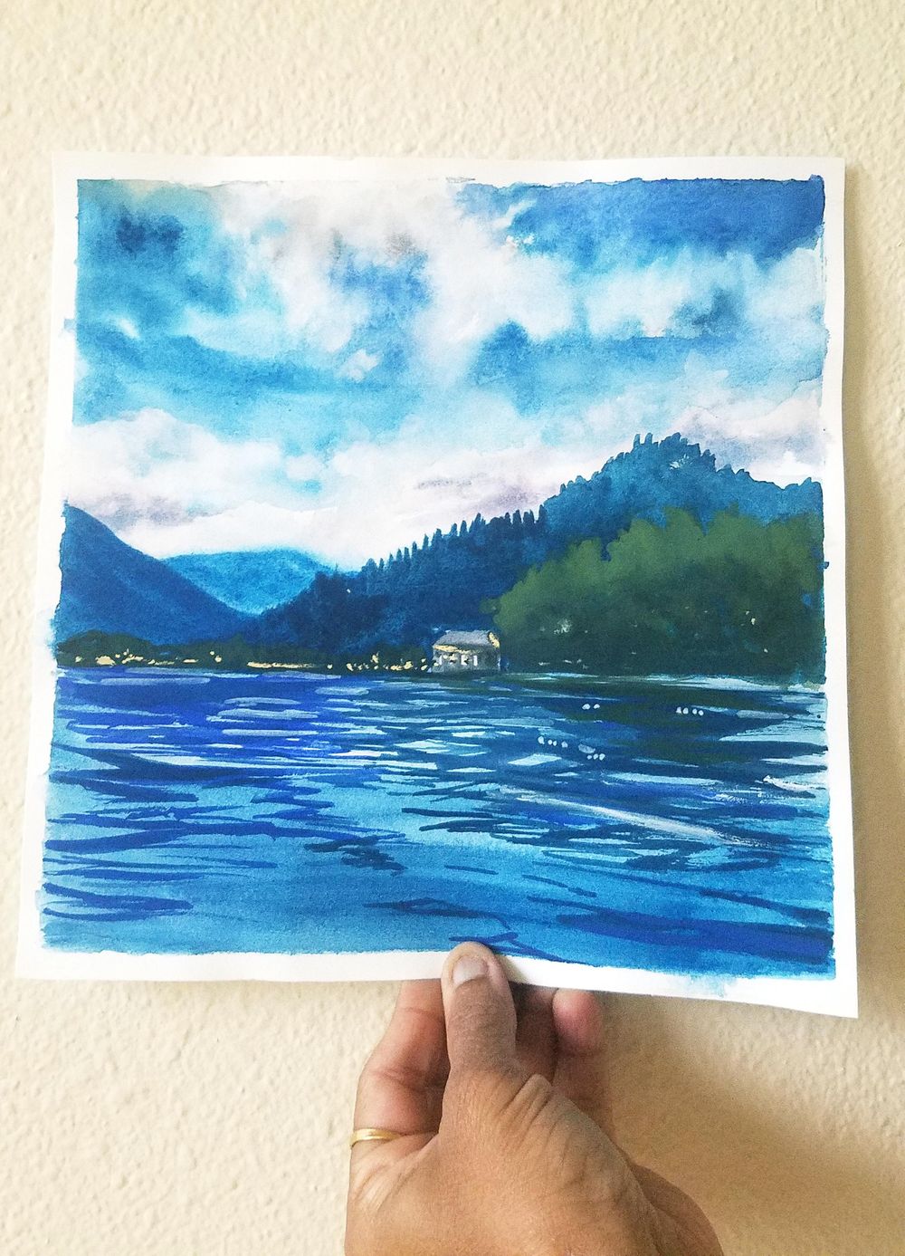 Watercolor Mountain Lake Landscape: Learn to Paint Realistic Clouds - image 2 - student project