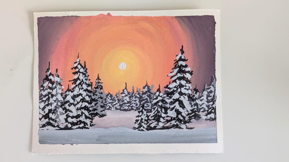 The Art of Winter: Paint 7 Stunning Landscape Postcards in Gouache - image 3 - student project