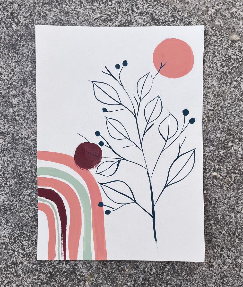 Boho Abstract - Gouache - image 1 - student project