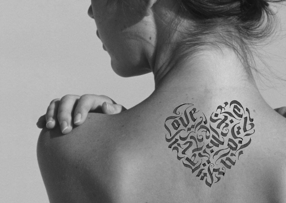 Calligraphy heart tattoo - image 2 - student project