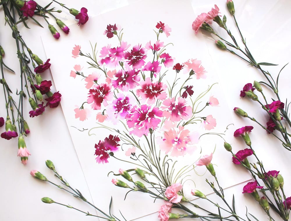 Loose Watercolor Carnation - image 1 - student project