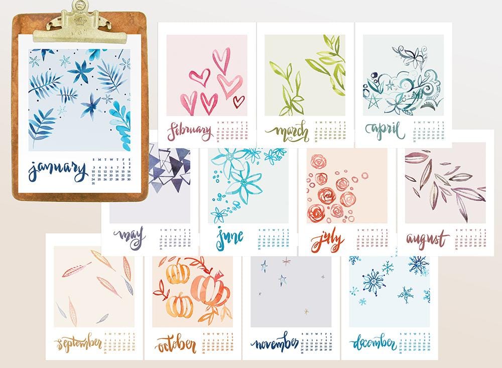 Simple Watercolor Calendar [Teacher's Sample Project] - image 1 - student project